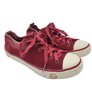 Ugg Australia Evera 1888 5.5 Sneaker Suede Sheepskin Lined Red